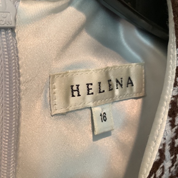 HELENA Tweed Plaid Flounce Girl Dress Short Sleeve Lined Crewneck Brown Gray 16 - Picture 3 of 9